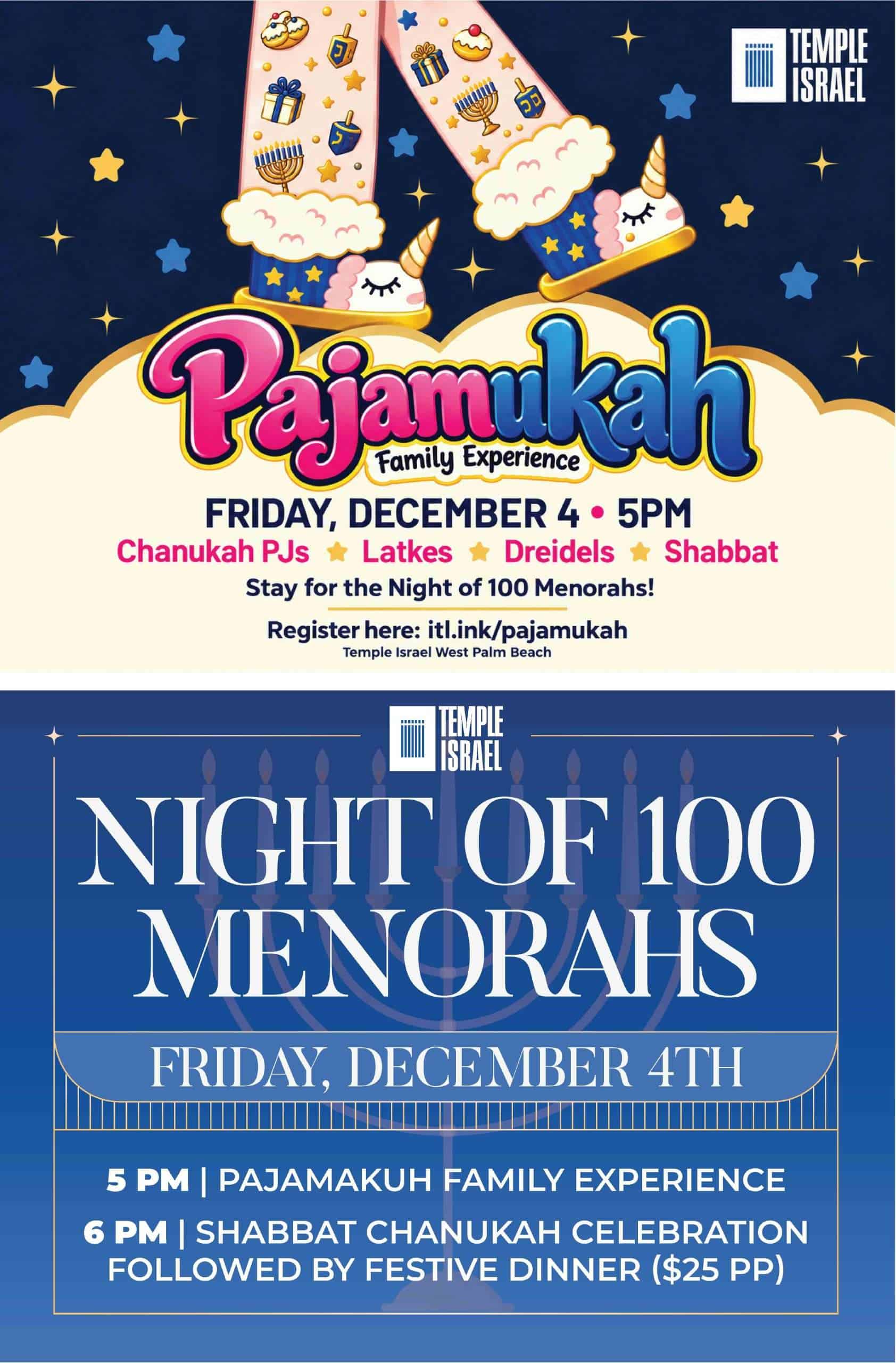 Pajamukah family event with pajamas, stars, and gifts for children.